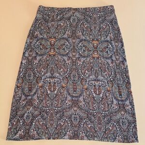J.Jill Paisley Print A-Line Skirt in Blue and Brown petite L